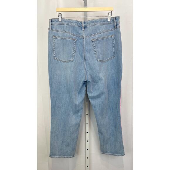 TALBOTS Side Stripe Modern Ankle Jeans Zip Fly Cotton Blend Denim Blue Pink 16 - Picture 2 of 11